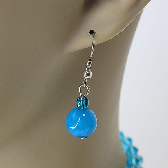 Chunky Blue Necklace Double Strand Beaded Necklace - Picture 13 of 13